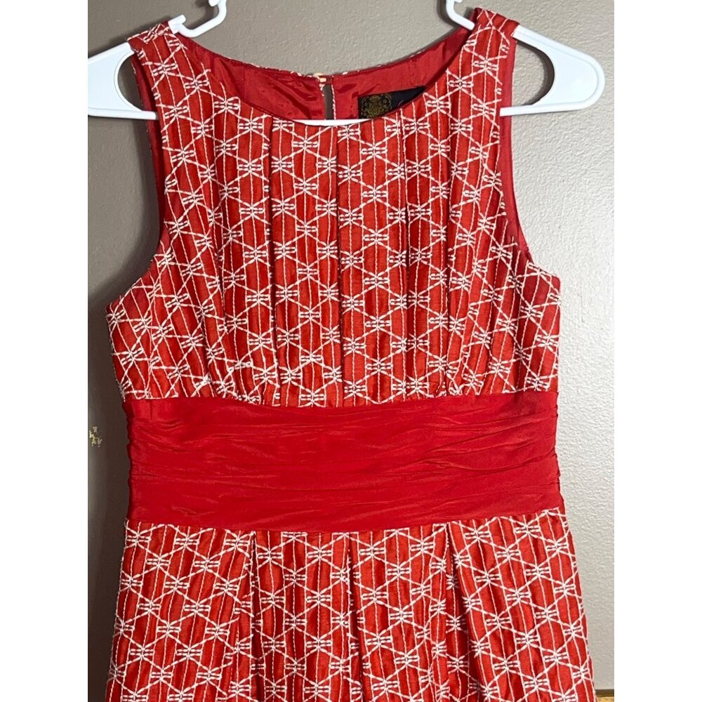 Frock Tracy Reese Dress Red Linen Silk Retro 50s PinUp Feminine Fun Womens 6 - Picture 11 of 14